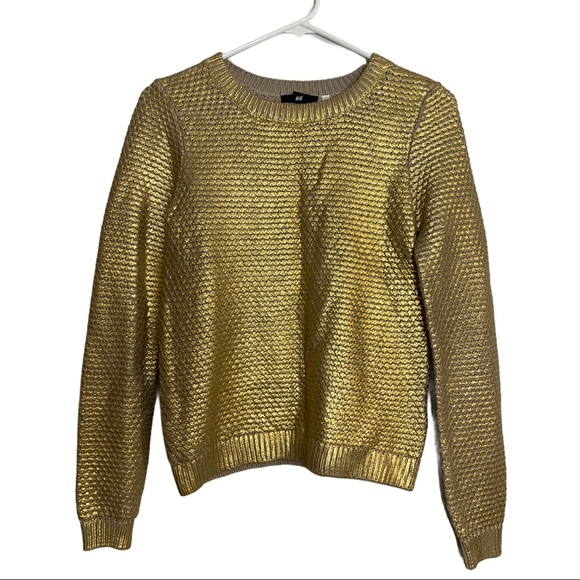 H&M Tops - ✨4/$20 H&M Metallic gold XS sweater long sleeve